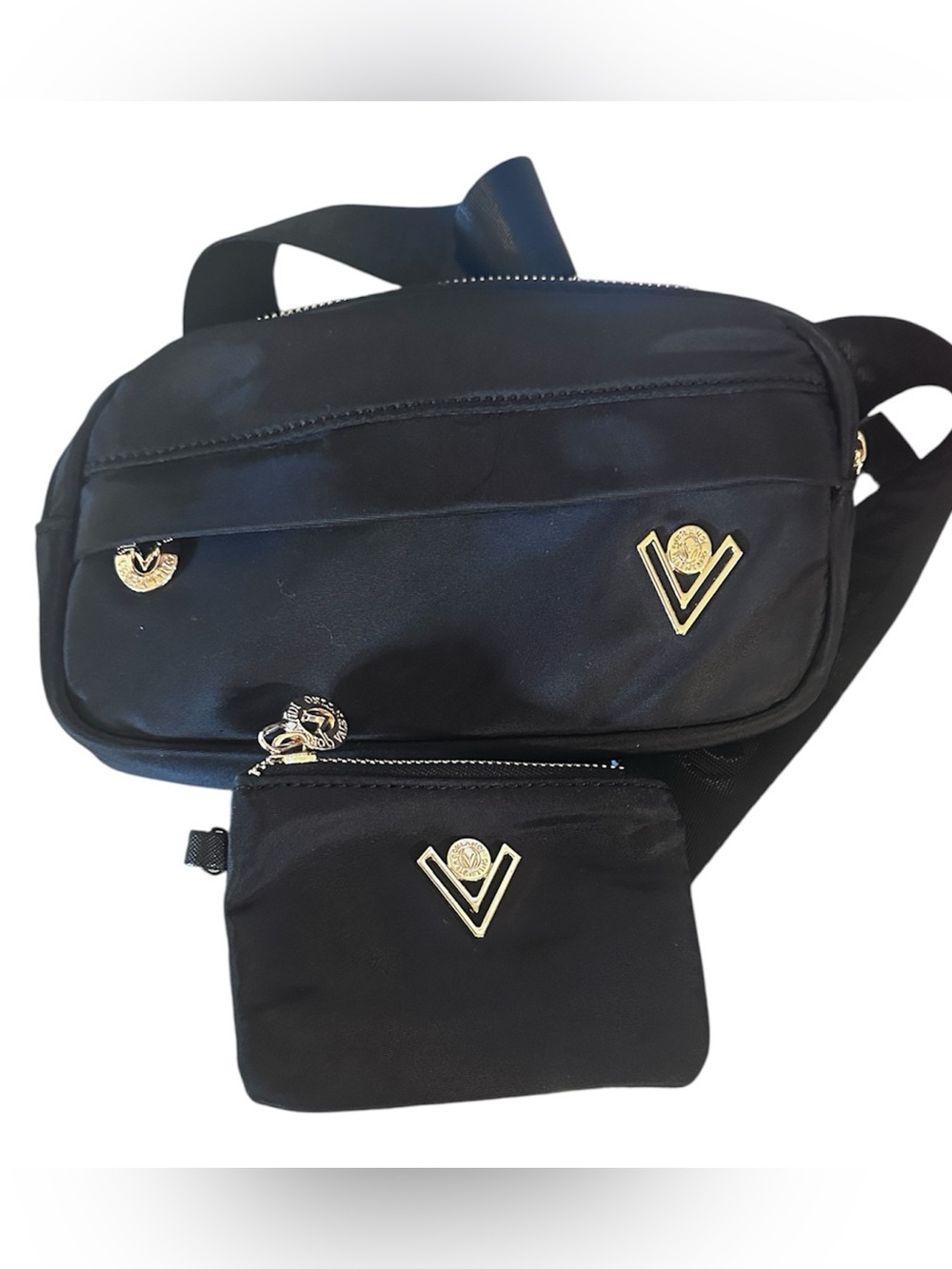 NWT - Valentino Orlandi Black Nylon Belt Bag set